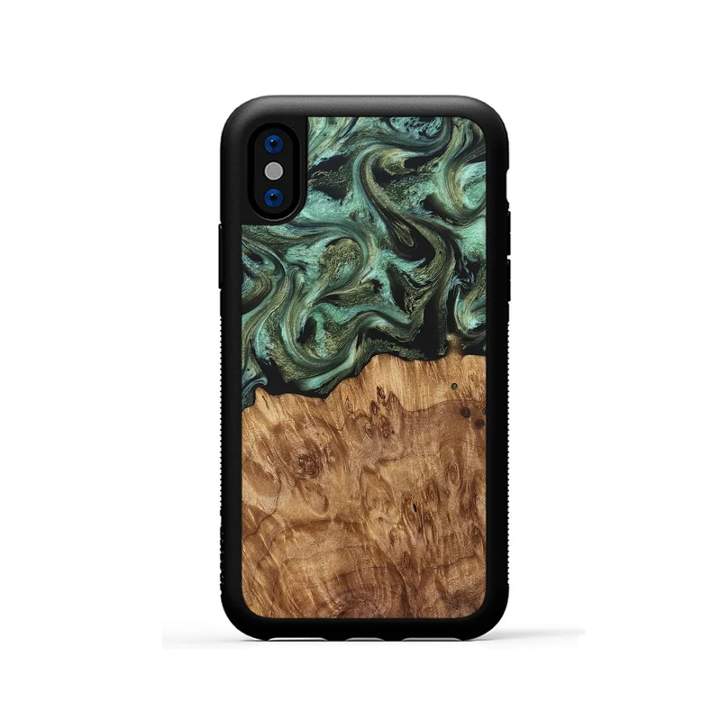 iPhone Xs Wood Phone Case - Jasmyn (Green, 829976)