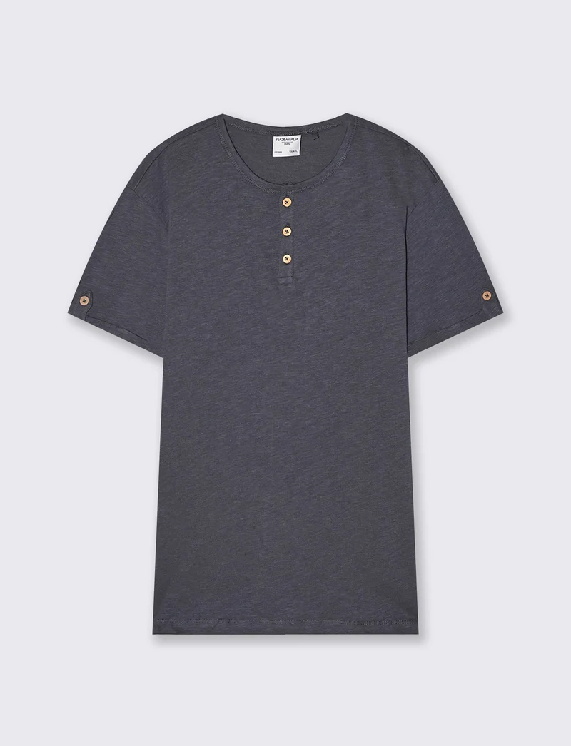 T-shirt cotone collo serafino bottoni - Avion