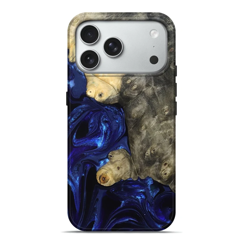iPhone 18 Pro Max Wood Live Edge Phone Case - Paige (Blue, 829854)
