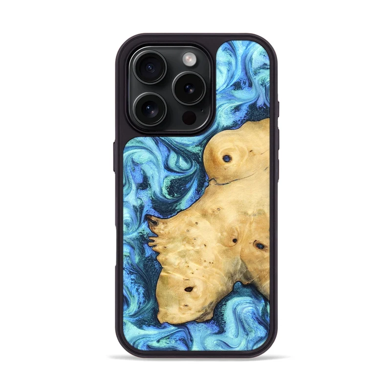 iPhone 16 Pro Wood Phone Case - Stacey (Blue, 829950)