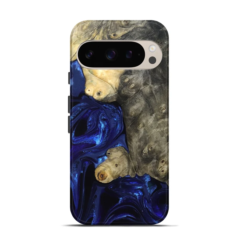 Pixel 9 Pro Wood Live Edge Phone Case - Paige (Blue, 829854)