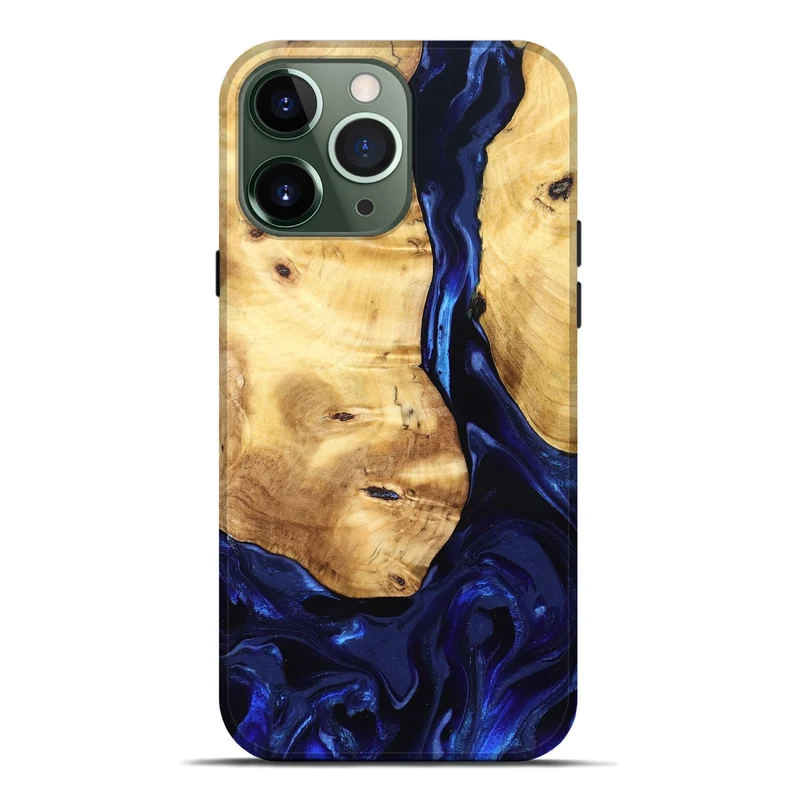 iPhone 13 Pro Max Wood Live Edge Phone Case - Tayla (Blue, 829853)