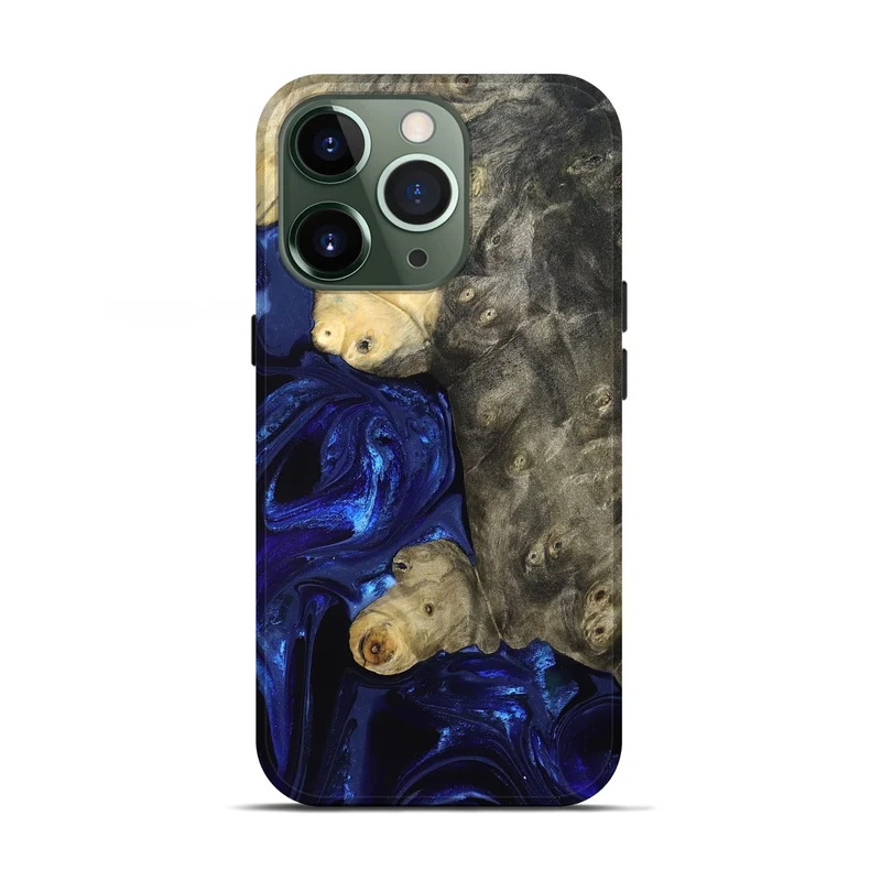 iPhone 13 Pro Wood Live Edge Phone Case - Paige (Blue, 829854)