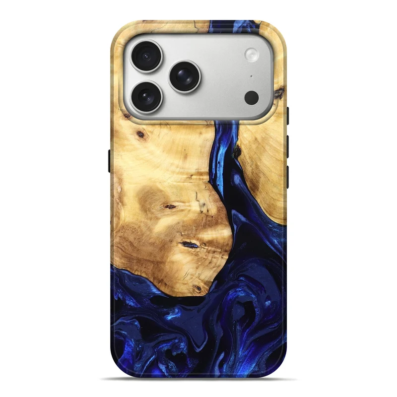 iPhone 17 Pro Max Wood Live Edge Phone Case - Tayla (Blue, 829853)