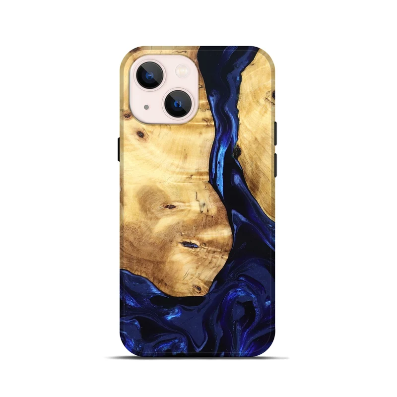iPhone 13 mini Wood Live Edge Phone Case - Tayla (Blue, 829853)
