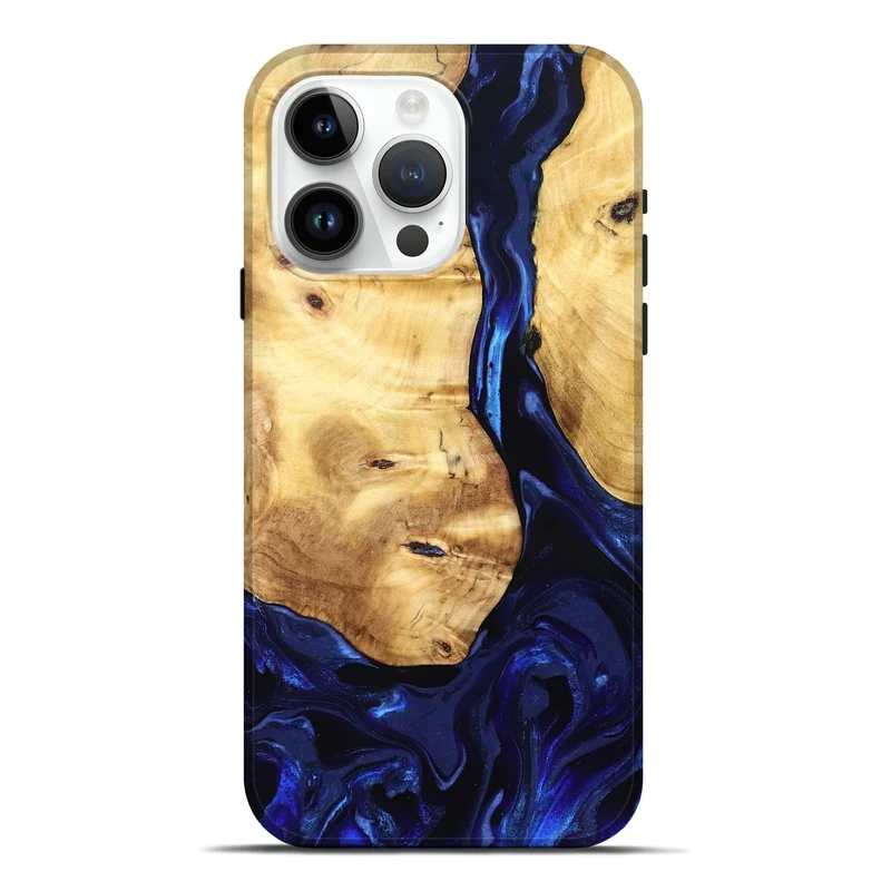 iPhone 15 Pro Max Wood Live Edge Phone Case - Tayla (Blue, 829853)