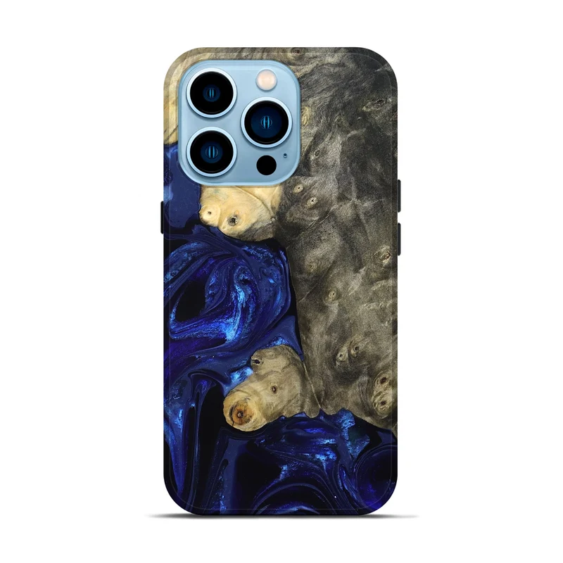 iPhone 14 Pro Wood Live Edge Phone Case - Paige (Blue, 829854)