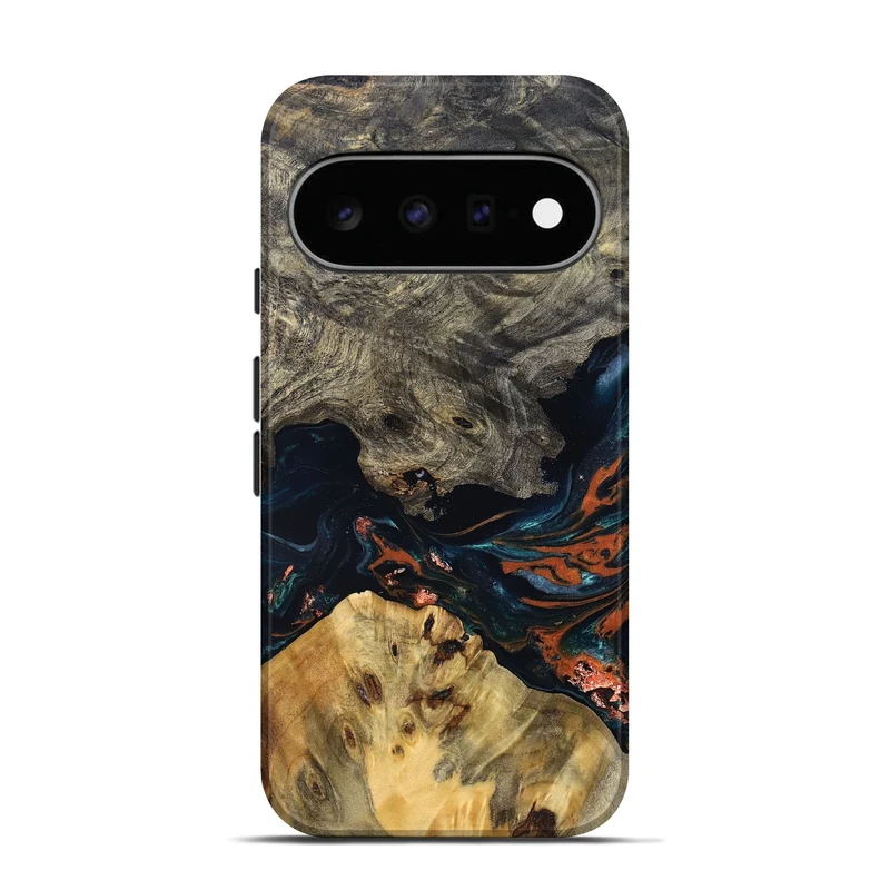 Pixel 11 Wood Live Edge Phone Case - Yehuda (Teal & Gold, 829836)
