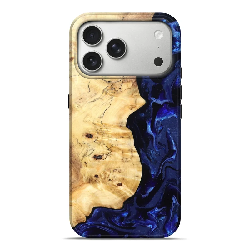 iPhone 17 Pro Max Wood Live Edge Phone Case - Ayana (Blue, 829858)