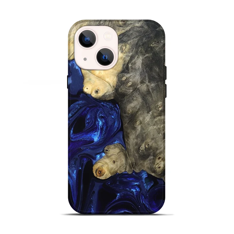 iPhone 13 Wood Live Edge Phone Case - Paige (Blue, 829854)