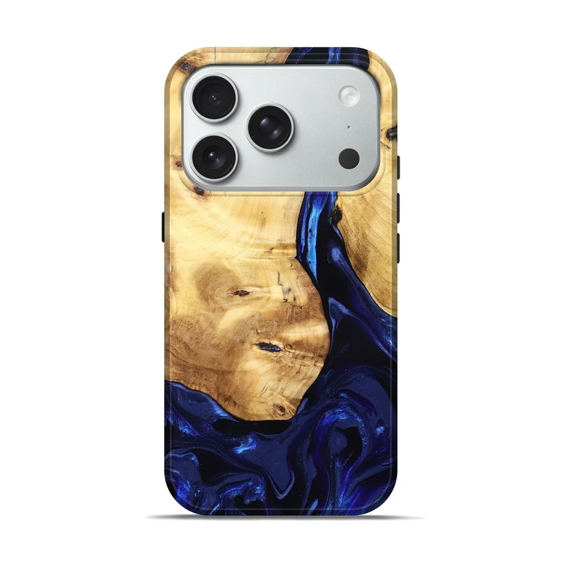 iPhone 18 Pro Wood Live Edge Phone Case - Tayla (Blue, 829853)