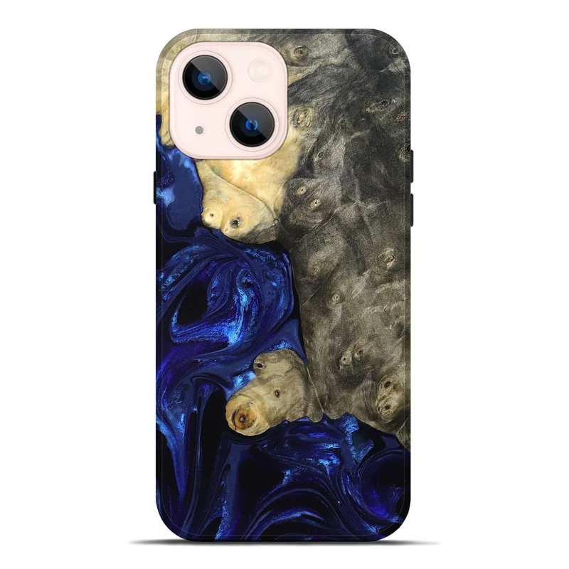 iPhone 14 Plus Wood Live Edge Phone Case - Paige (Blue, 829854)