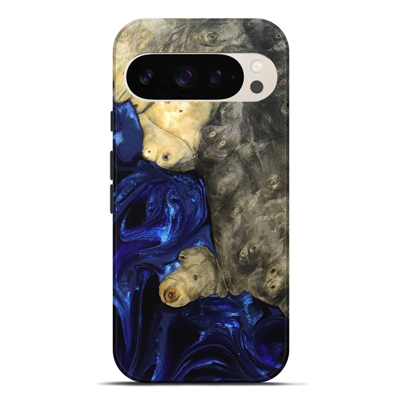 Pixel 10 Pro XL Wood Live Edge Phone Case - Paige (Blue, 829854)