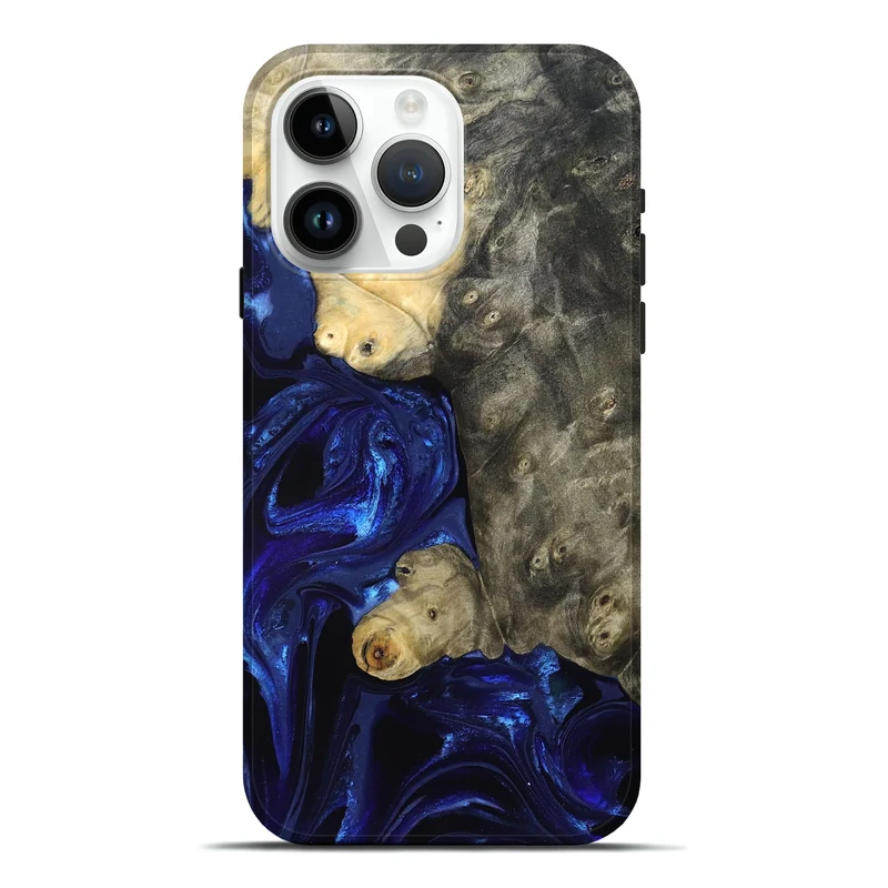 iPhone 15 Pro Max Wood Live Edge Phone Case - Paige (Blue, 829854)
