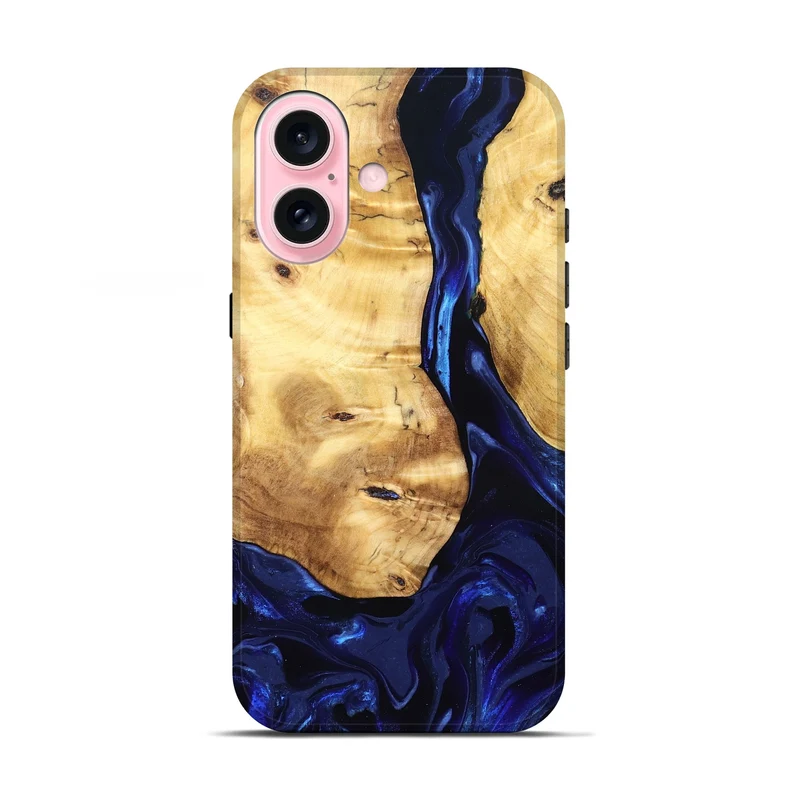 iPhone 17 Wood Live Edge Phone Case - Tayla (Blue, 829853)
