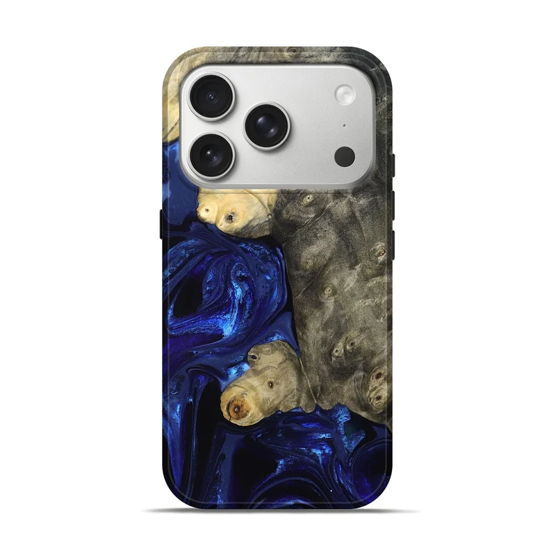 iPhone 17 Pro Wood Live Edge Phone Case - Paige (Blue, 829854)