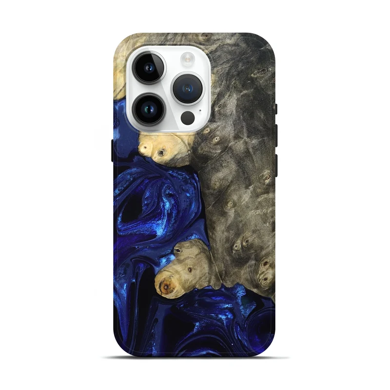 iPhone 15 Pro Wood Live Edge Phone Case - Paige (Blue, 829854)