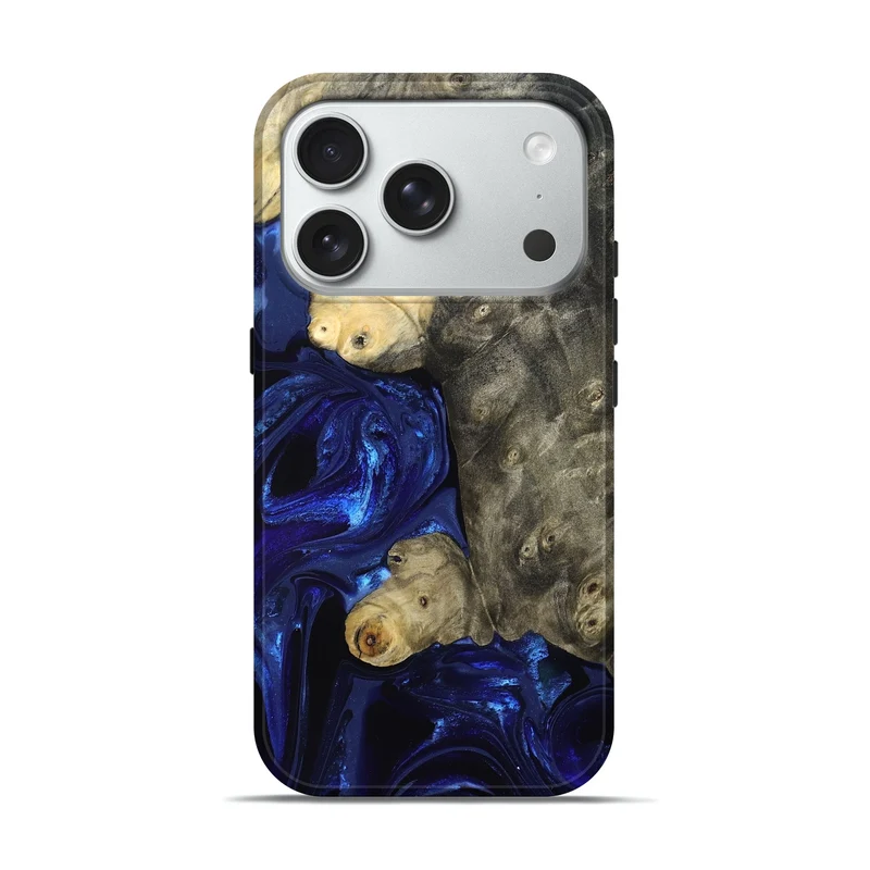 iPhone 18 Pro Wood Live Edge Phone Case - Paige (Blue, 829854)