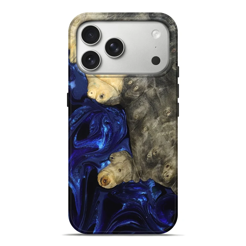 iPhone 17 Pro Max Wood Live Edge Phone Case - Paige (Blue, 829854)