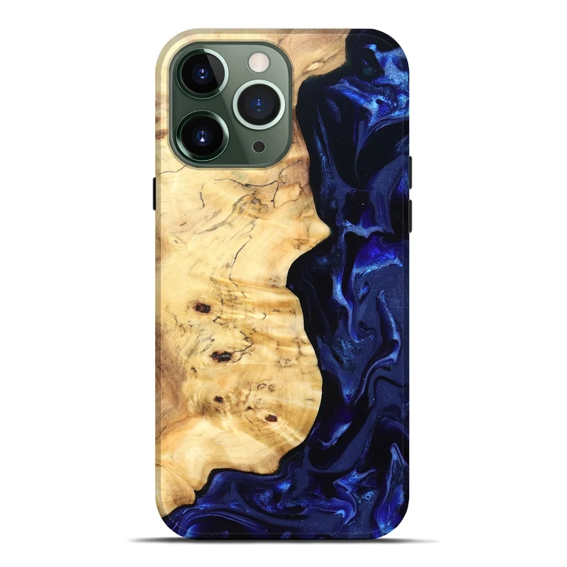 iPhone 13 Pro Max Wood Live Edge Phone Case - Ayana (Blue, 829858)
