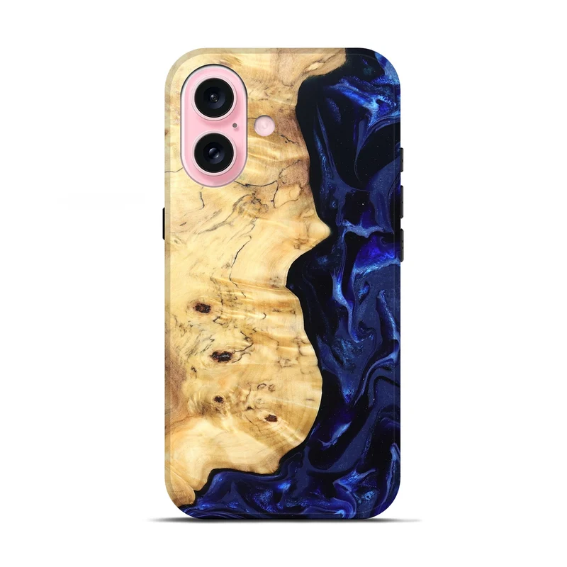 iPhone 17 Wood Live Edge Phone Case - Ayana (Blue, 829858)