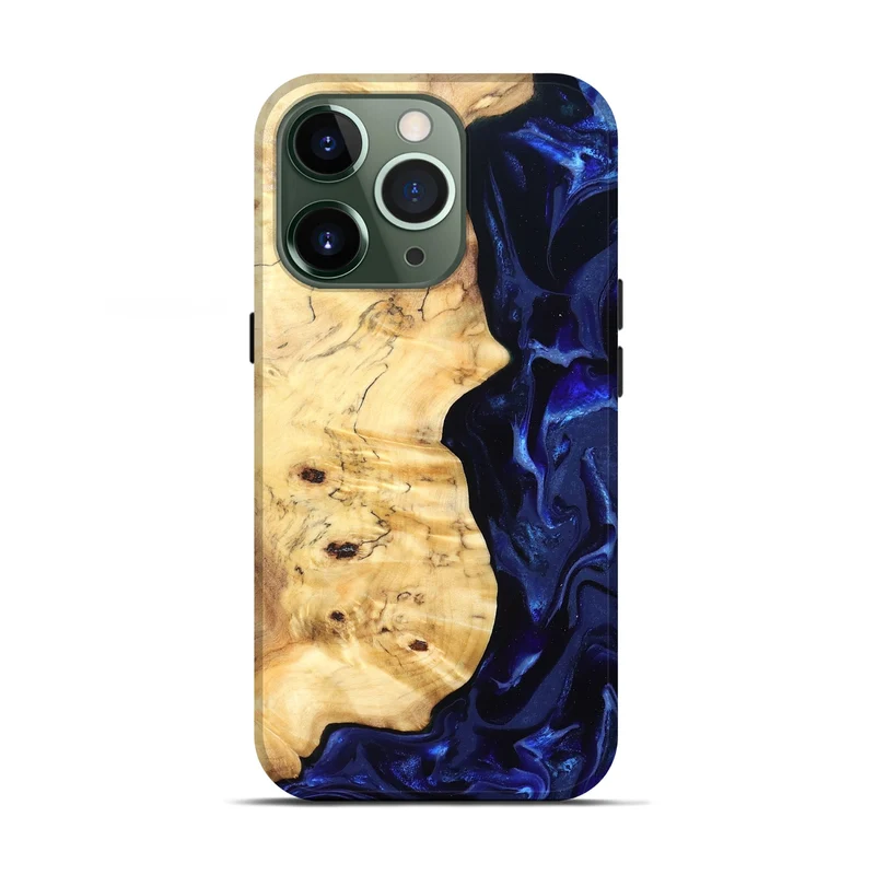 iPhone 13 Pro Wood Live Edge Phone Case - Ayana (Blue, 829858)