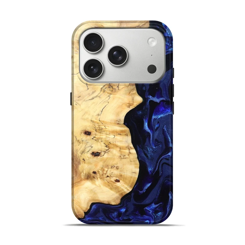 iPhone 17 Pro Wood Live Edge Phone Case - Ayana (Blue, 829858)