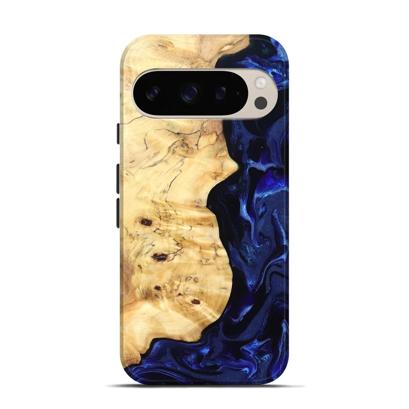 Pixel 9 Wood Live Edge Phone Case - Ayana (Blue, 829858)