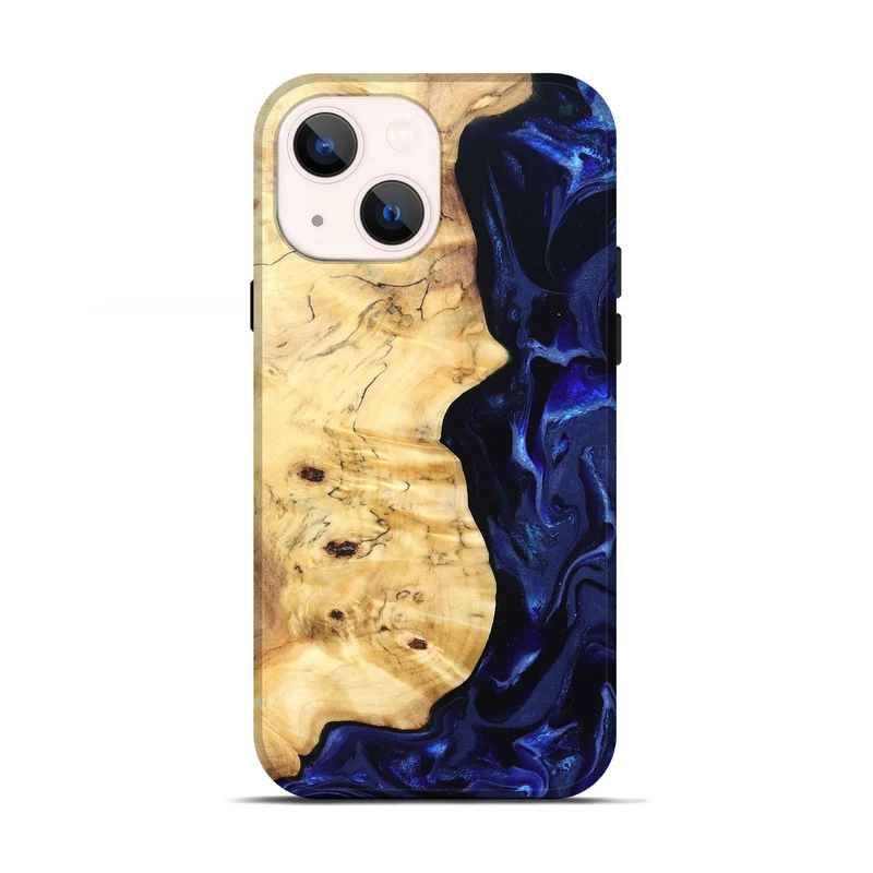 iPhone 13 Wood Live Edge Phone Case - Ayana (Blue, 829858)