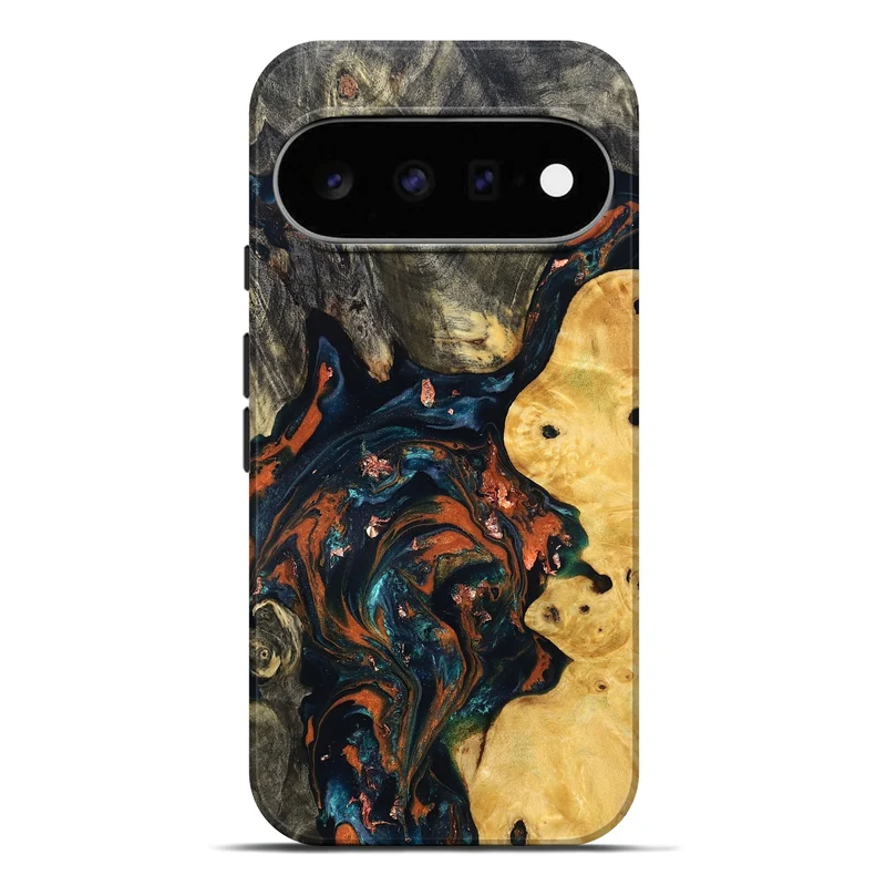Pixel 11 Pro XL Wood Live Edge Phone Case - Joana (Teal & Gold, 829855)