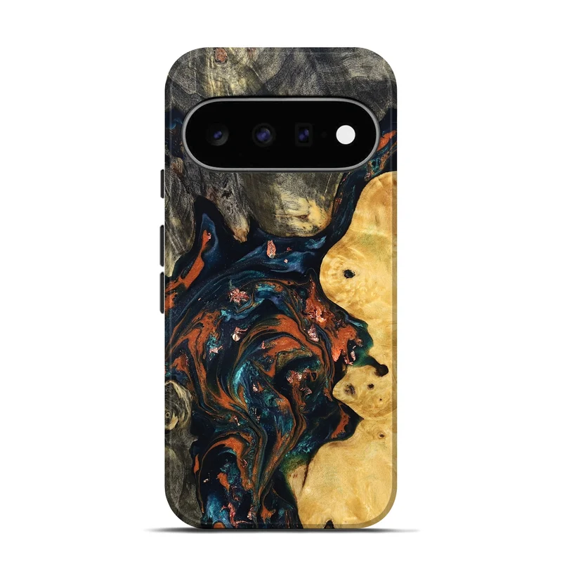 Pixel 11 Wood Live Edge Phone Case - Joana (Teal & Gold, 829855)