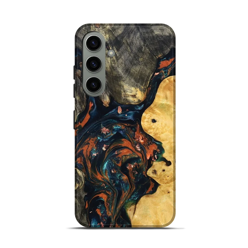 Galaxy S24 Wood Live Edge Phone Case - Joana (Teal & Gold, 829855)