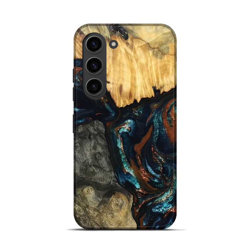 Galaxy S23 Wood Live Edge Phone Case - Boyd (Teal & Gold, 829843)