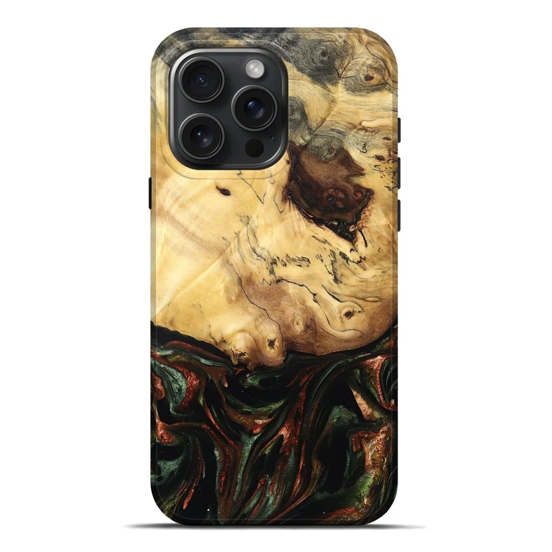 iPhone 16 Pro Max Wood Live Edge Phone Case - Aron (Green, 829840)