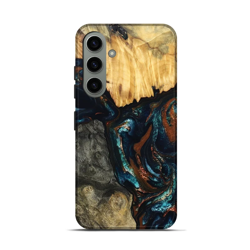 Galaxy S24 Wood Live Edge Phone Case - Boyd (Teal & Gold, 829843)