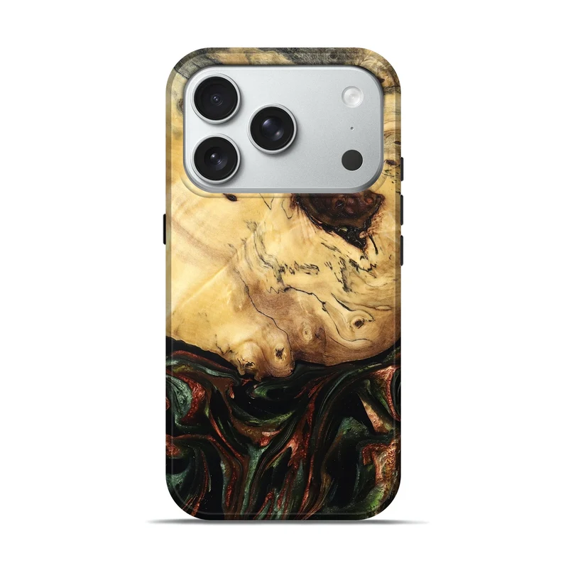 iPhone 18 Pro Wood Live Edge Phone Case - Aron (Green, 829840)