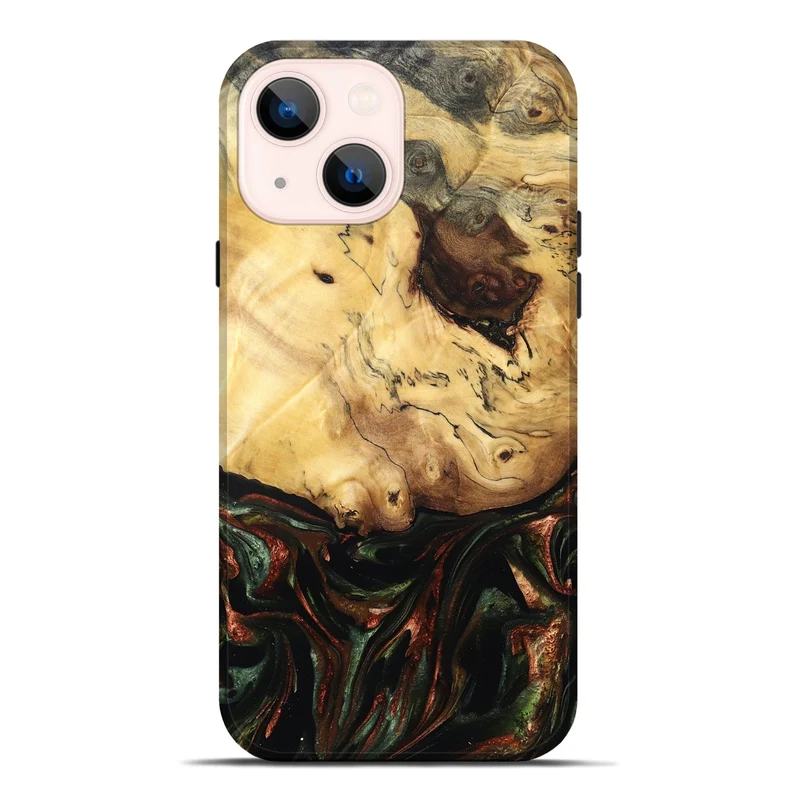 iPhone 14 Plus Wood Live Edge Phone Case - Aron (Green, 829840)