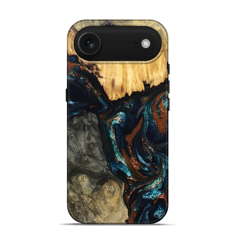 iPhone 17 Air Wood Live Edge Phone Case - Boyd (Teal & Gold, 829843)