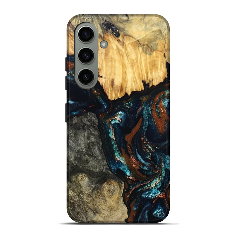 Galaxy S24 Plus Wood Live Edge Phone Case - Boyd (Teal & Gold, 829843)