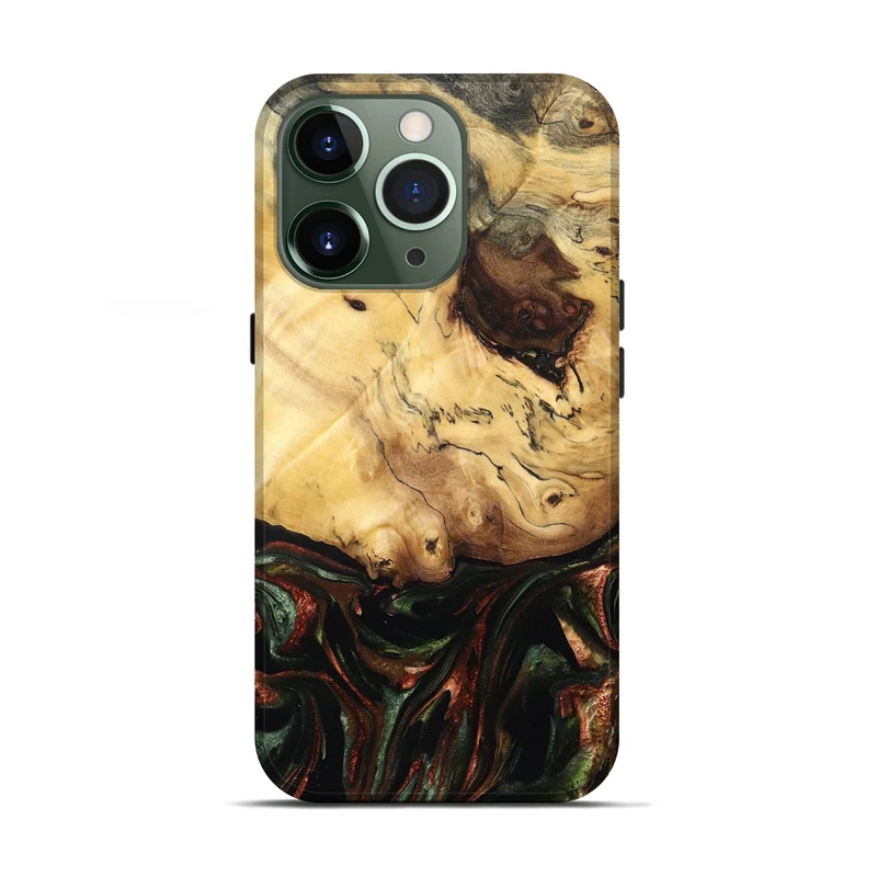 iPhone 13 Pro Wood Live Edge Phone Case - Aron (Green, 829840)