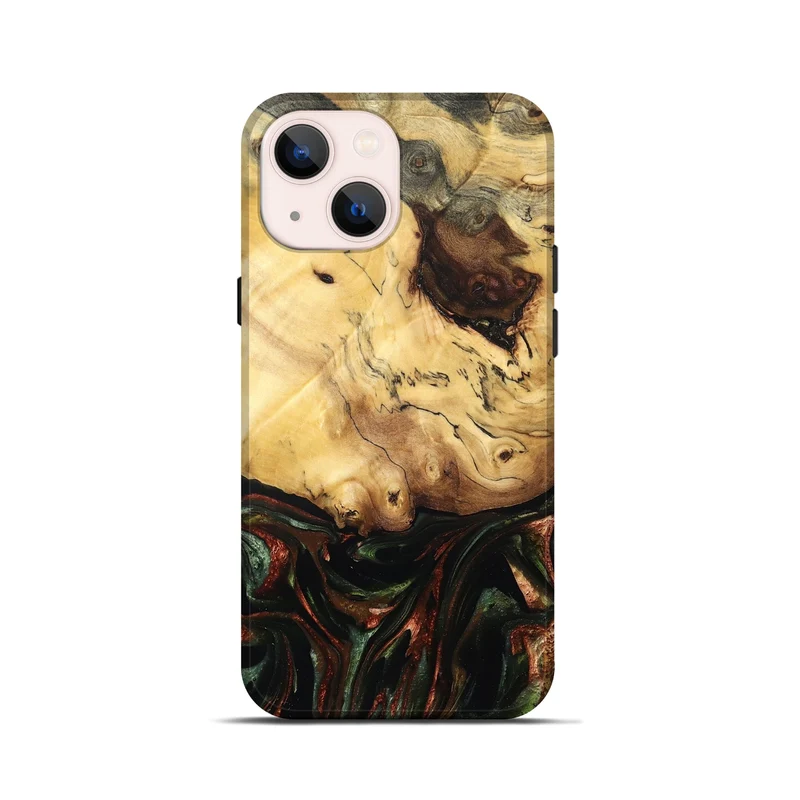 iPhone 13 mini Wood Live Edge Phone Case - Aron (Green, 829840)