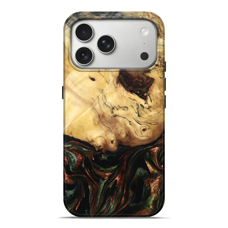 iPhone 17 Pro Max Wood Live Edge Phone Case - Aron (Green, 829840)