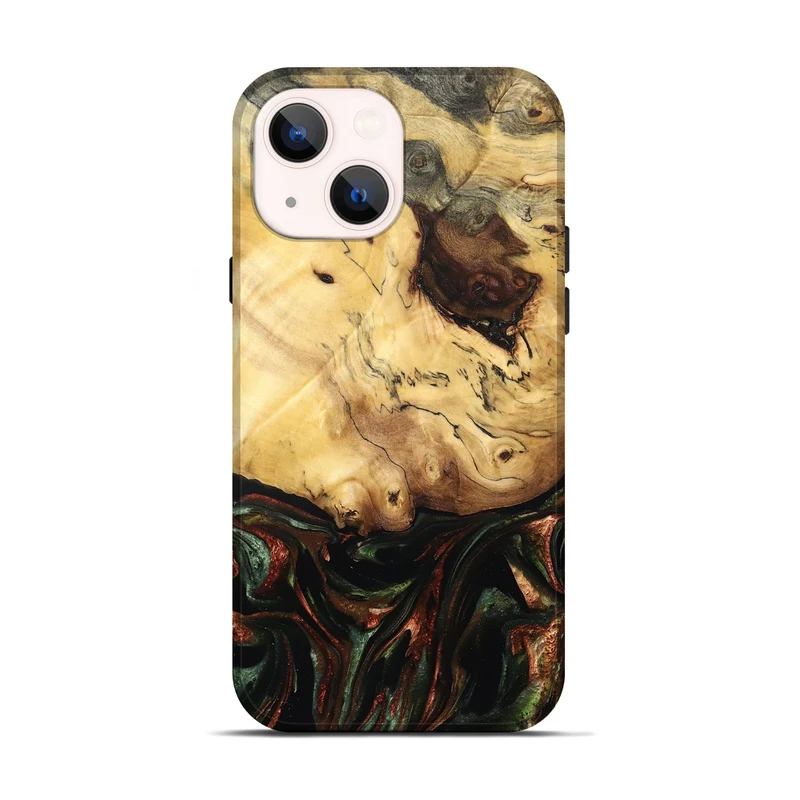 iPhone 14 Wood Live Edge Phone Case - Aron (Green, 829840)