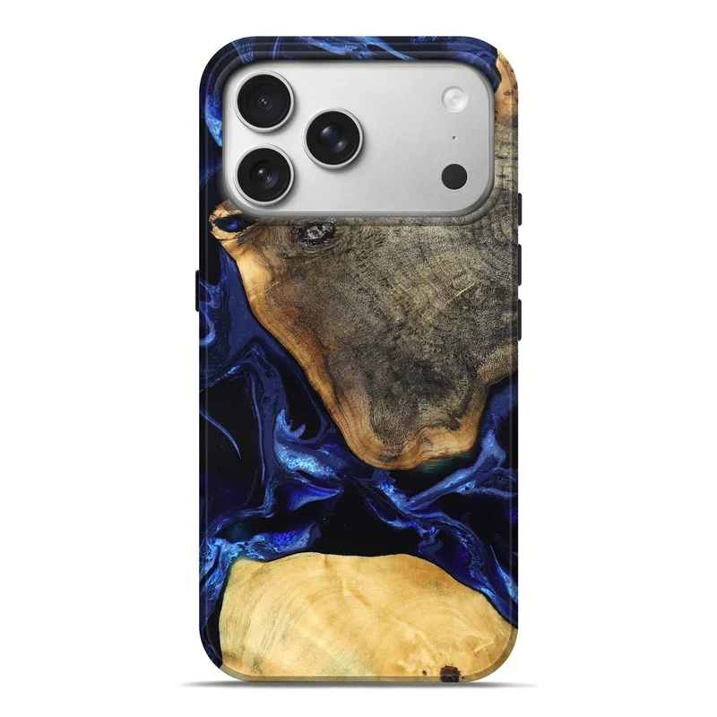 iPhone 17 Pro Max Wood Live Edge Phone Case - Coretta (Blue, 829841)