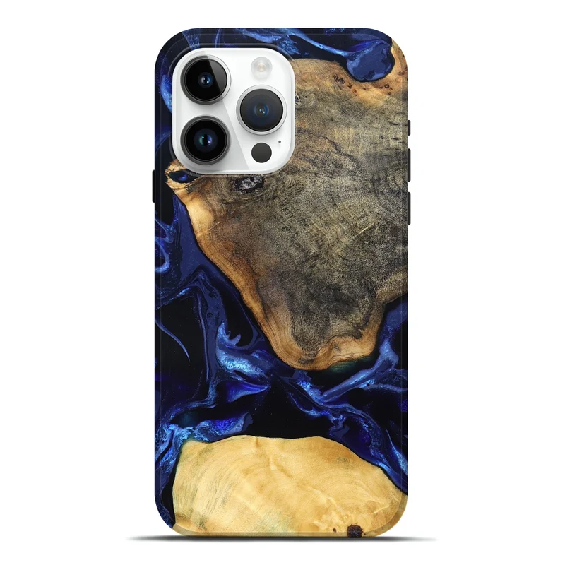iPhone 15 Pro Max Wood Live Edge Phone Case - Coretta (Blue, 829841)