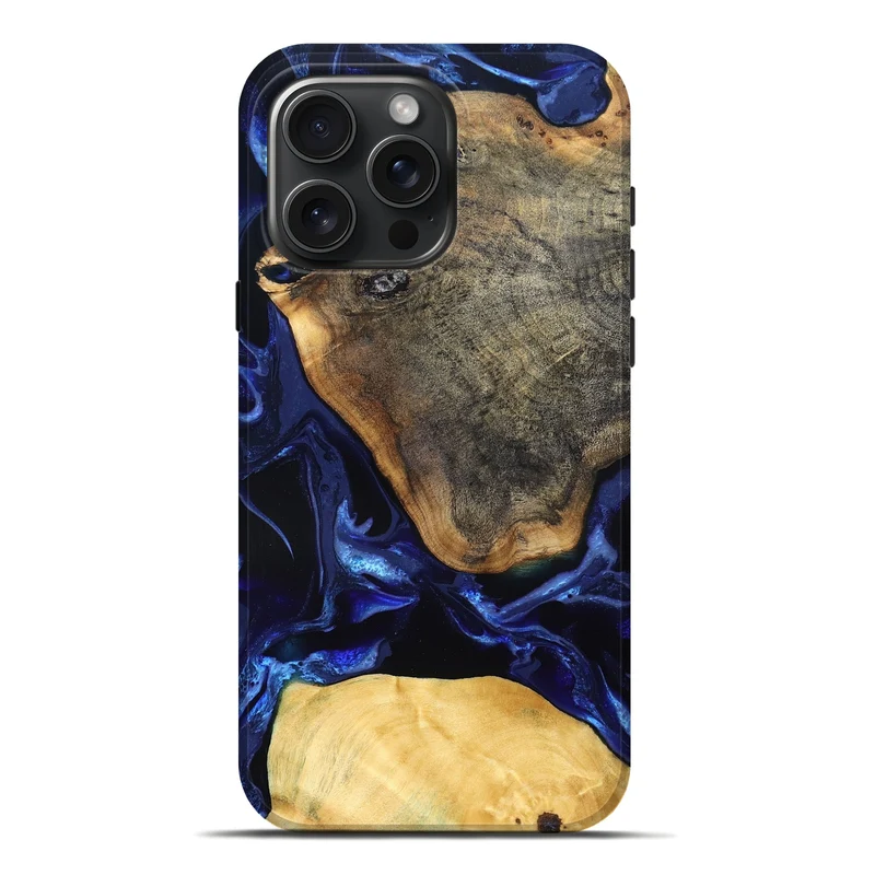 iPhone 16 Pro Max Wood Live Edge Phone Case - Coretta (Blue, 829841)