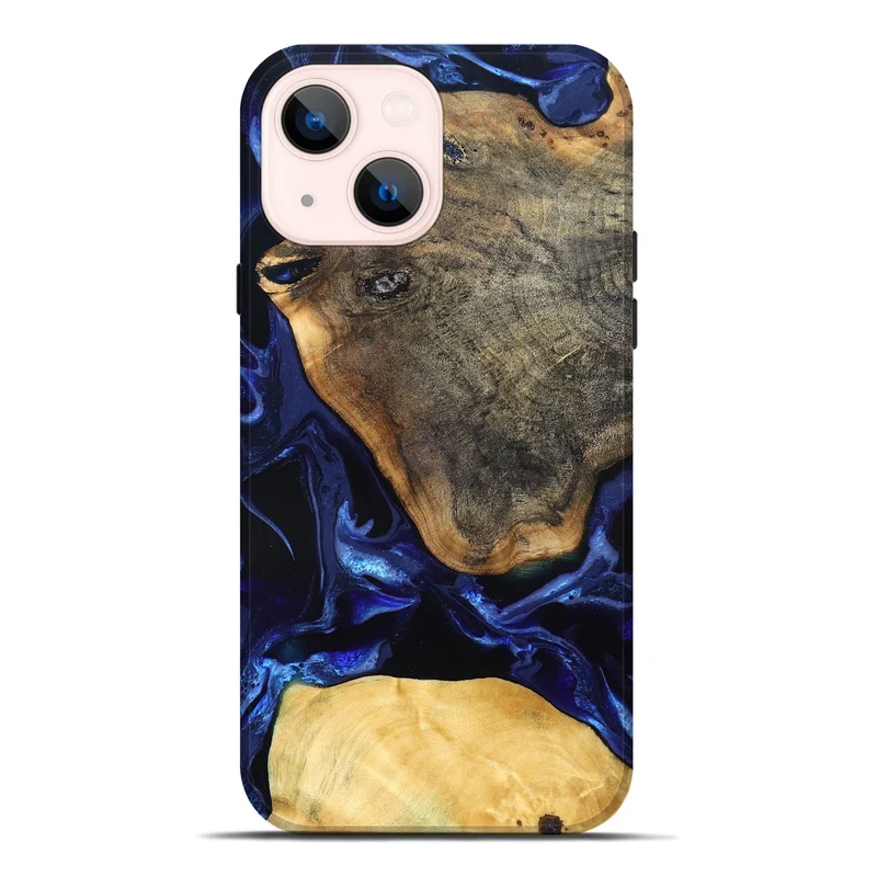 iPhone 14 Plus Wood Live Edge Phone Case - Coretta (Blue, 829841)