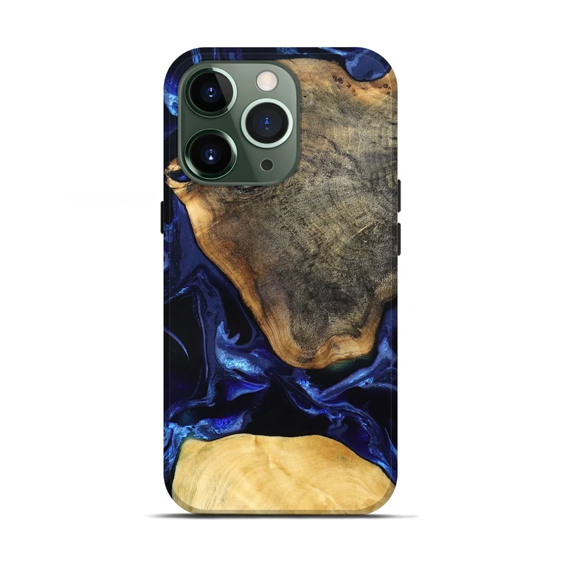 iPhone 13 Pro Wood Live Edge Phone Case - Coretta (Blue, 829841)