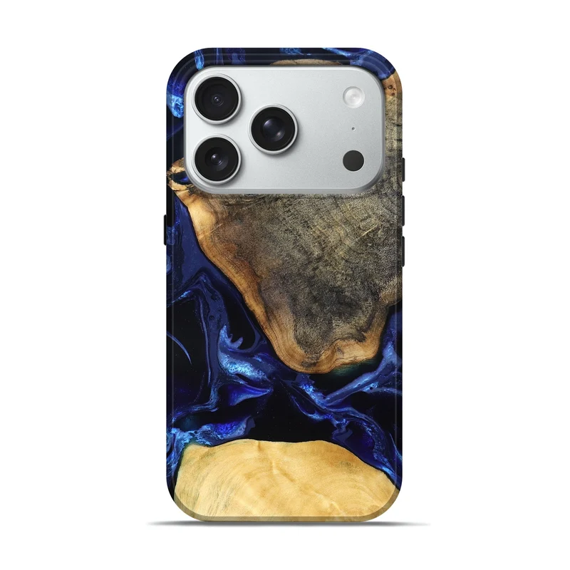 iPhone 18 Pro Wood Live Edge Phone Case - Coretta (Blue, 829841)