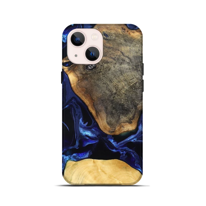 iPhone 13 mini Wood Live Edge Phone Case - Coretta (Blue, 829841)